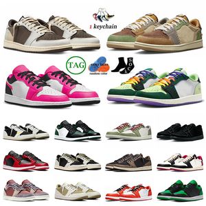 Chaussures de basket-ball basses pour hommes 1 Jumpman 1s J1 Black Phantom Low Ts x Reverse Mocha Année du Dragon Panda Fierce Pink Olive Athletic OG Hommes Femmes Sports Lows Baskets