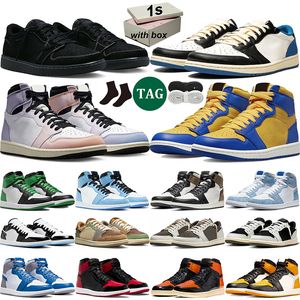 Air jordan retro 1 travis scott 1 Jumpman 1s hommes femmes chaussures de basket-ball Obsidienne baskets sport UNC Noir Toe Backboard Brisé entraîneurs des hommes de plein air 36-47