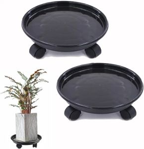 Plateaux 30 cm support de caddie pour plantes pot de palette rond avec roues de verrouillage plateau roulant planteur chariot roulettes soucoupe de pot pour patio jardin intérieur