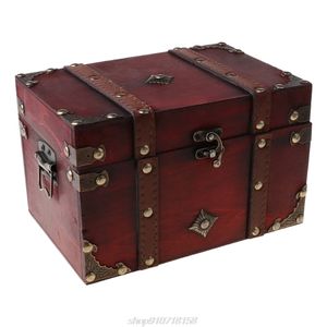 Coffre au trésor Vintage boîte de rangement en bois Style Antique organisateur de bijoux pour bibelot maison masque F17 21 livraison directe 211102