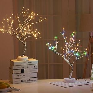 Lampe LED en forme d'arbre Style bonsaï 108 LED fil de cuivre bricolage USB veilleuse interrupteur tactile contrôle cadeaux de lumière décorative de noël 20308Q
