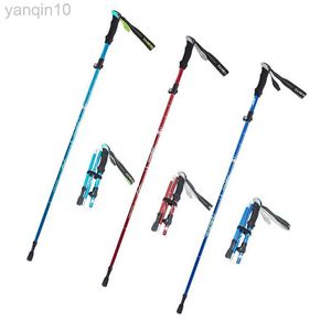 Trekking Poles 5-Section Outdoor Fold Trekking Pole Camping Portable Walking Hiking Stick For Nordic Elderly Telescopic Easy Put Into Bag 1 PCS HKD230804