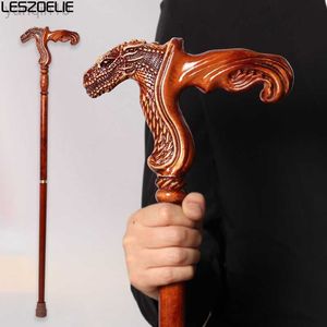 Bastones de trekking 95 cm Fierce Crocodile Walking Stick Hombres German Beech Wooden Desmontable Walking Sticks Mujeres Brownish Red Fashion Walking Cane HKD230804