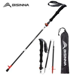 Trekking Poles BISINNA 1pcs 2pcs Folding Carbon Fiber Collapsible Telescopic Sticks Lightweight Walking Stick Hiking Climbing 231102