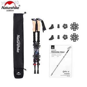 Trekking Poles Naturehike Trekking Poles 2pcs Carbon Fiber Collapsible Telescopic Sticks Lightweight Walking Hiking Stick Climbing Stick HKD230804