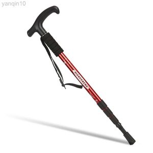 Bâtons de trekking Bâtons de randonnée Randonnée Bâtons de marche T Grip Alpinisme Sac à dos Béquille Alliage d'aluminium Anti-choc Portable Ski Cane HKD230804