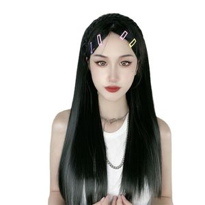 Produits les plus vendus 2024 Coiffures de perruque raide coréennes U Cheveux en forme de cheveux longs Long Wig Black Black Traided Hair Styles pour les femmes