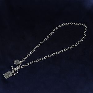 Collar de costura de Plata de Ley 925 a la moda para hombre, colgante con símbolo de texto cuadrado Simple, regalo de fiesta, joyería de estilo Hip-hop