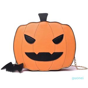 Bolso de cadena de calabaza con cara brillante de Halloween, divertido dibujo animado a la moda, bolso de una tira con personalidad, bolso cuadrado pequeño