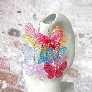 Pendientes de gancho de mariposa de resina con degradado a la moda para mujeres y niñas, lindos animales coreanos, estudiantes, profesores, regalo de joyería de moda