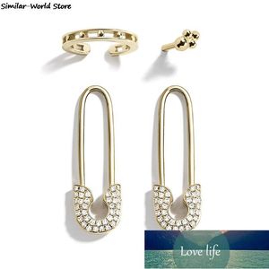 Trendy Paperclip Earring Set Rhinestone Safety Pin Stud Pendientes para mujer Regalo de joyería Precio de fábrica diseño experto Calidad Último estilo Estado original