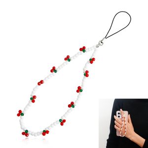 Trendy Pearl Keychains Lonyards chaînes téléphoniques Chaînes pour femmes hommes Cherry Beded Telephone Whitraps Téléphone Lanyard Phoncase Charms Sac Keychain Sac Accessoires