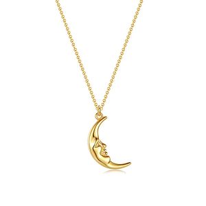 Pendentif à la mode S925 en argent Sterling plaqué or moderne lune ange pendentif élégant collier pour femmes haute joaillerie cadeau d'anniversaire