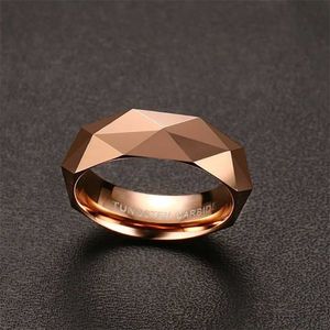 Trendy Rose Gold Colors Rhombus Ring Tungsten Carbide Wedding For Men Taille 6 à 11 211217