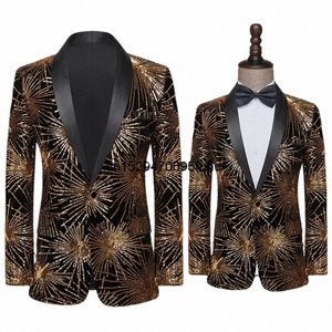 Lectins Sequins Singer Men's Stage Performance Dr Suit Coat Jacket Tuxedo Gentlemen Wedding Groom H8ov#