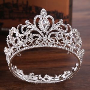 Tocados modernos color plateado crystal corona princesa accesorios para el cabello de boda redondo pequeño para el cabello