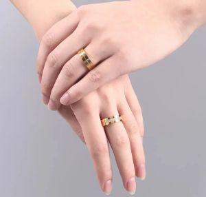 Bagues de mariage tendance en or jaune 14 carats, pour femmes/hommes, cadeau d'amour, bijoux de Couple, promesse CZ