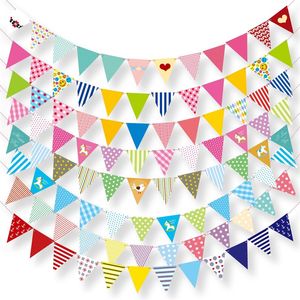 Triángulo Banner 3M Banderín Bunting Nordic Flower Papel Banderas Cumpleaños Decoración de la boda Fiesta 20220228 Q2