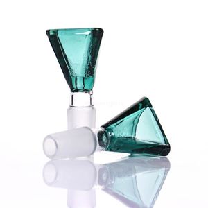 Narguilés accessoires somking bol en verre Triangle vert bleu canard jade 14mm/18mm pour conduite d'eau ou bong barboteur
