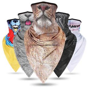 Triangle Ice Silk Cooling Magic Bufandas Anti UV Half Face Mask Moda Animal Head Motocicleta Bicicleta Ciclismo Turbante Calentador de cuello Airsoft Hombres Mujeres Wraps bandana