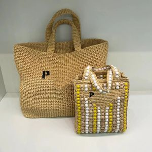 triangle prad bagages sacs raphias sacs à cosmétiques épaule sac de plage paille hobo sacs à main femmes mens designer week-end sac fourre-tout perle panier shopping embrayage Cross body