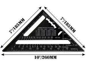 Triangle Règle Outil De Mesure En Alliage D'aluminium Noir Guide De Disposition Carrée Construction Charpentier Travail Du Bois 7 Pouces / 185mm GGA684 50PCS