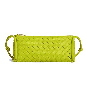 bolso de hombro triangular tejido de cuero genuino cuadrado limón kiwi verde para mujer mini bolsos bolso con cremallera bolsos de diseñador bolsa trío con correa billetera monedero PYRAMID