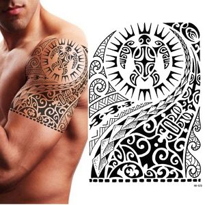 TATUAGGIO TRIBALE TEMPORANEO, TARTARUGA MAORI, POLINESIANO, NERO, UOMO, DONNA D19011202