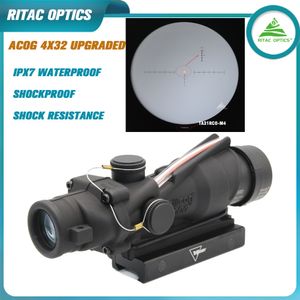 Trijicon ACOG 4x32 Fibre illuminé Rouge Chevron Scope avec logo en relief RMR Killflash Hunting Riflescope étanche et résistance à un recul élevé