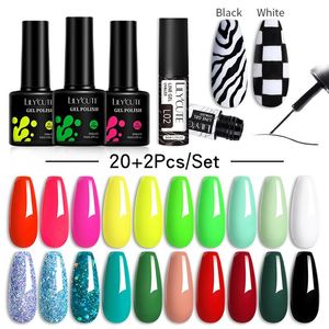 Trimmer Lilycute 20pcs / Set Gel Rolir à ongles SEMI PERMANT OFF Black White Drawing Line Manucure Painting Nail Art Kit Varnish