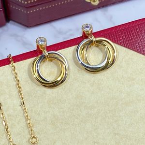 Breloques de boucles d'oreilles Trinity pour femme, clous de créateur, diamant, argent 925, plaqué or 18 carats, qualité supérieure, taille européenne, cadeau d'anniversaire avec boîte 007