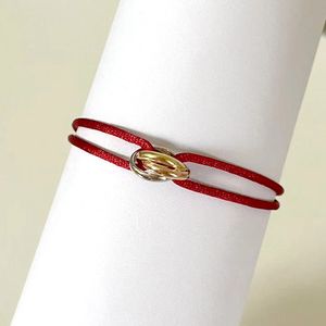 Bague Trinité Bracelet Lucky Red Rope pour femme designer Plaqué or 18K T0P qualité la plus haute qualité de marque bijoux de créateur cadeau d'anniversaire