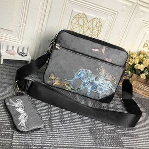 Trío WF Luxury Pochette 3pcs Juego de maletines Bolsos de mano Bolsos de hombro inverso de cuero Totas de cuero Men genuino Cosco de mensajería Crossense Mapeante Diseñador