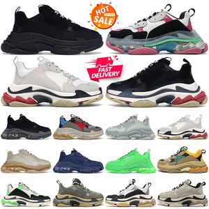 Triple S Zapatos casuales para hombres, mujeres, zapatillas de deporte de diseñador, triples, negro, blanco, gris, rojo, rosa, azul, verde, luz, bronceado, plataforma oreo, entrenadores para hombre, corredores con forma de placa