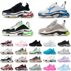 Triple S Casual Chaussures Old Dad Clear Sole Lavande Noir Filigrane Beige Blanc Vin Rouge Fleur De Cerisier Poudre Rose Clair Femmes Hommes Baskets De Luxe Baskets