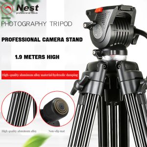 Trépieds 190 cm Hauteur maximum Video Trépied Tripod Professional Camera Stand avec écaroleur au sol pour la photographie de mariage de caméscope DSLR