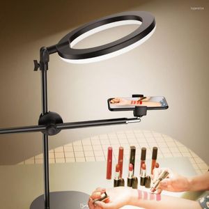 Trípodes LED Selfie Ring Light Lamp con trípode de mesa para Pography Video Vlog Makeup Phone Holder Monopod Mount Bracket Stand NE060 Loga22