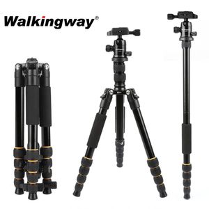 Trípodes Q666 Cámara liviana Trípode Soporte Stativ Portátil Profesional Aluminio Viaje Monopod Cabeza de bola Compacto para DSLR 231120