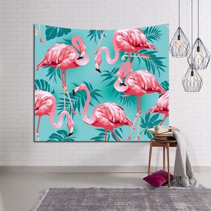 tenture tropicale flamant tapisserie jungle plante feuilles tenture murale décoration imprimé polyester tissu faune fond art