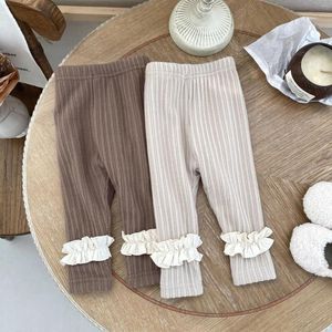 Pantalon bébé vêtements automne hiver polaire dentelle Leggings pour filles décontracté Simple à la mode enfants couleur unie pantalon