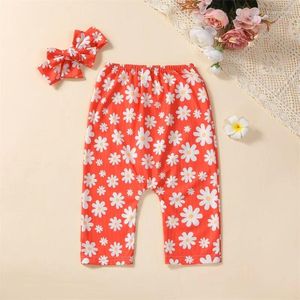 Pantalon bébé filles barboteuses fleur imprimé épaules nues sans manches body avec bandeau bustiers combinaisons