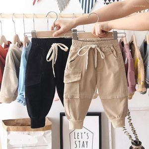 Trousers Boy Pants Kids Autumn Spring Clothes Solid Children Cargo For Baby Boys Size80-140 Toddlers Black Khaqi
