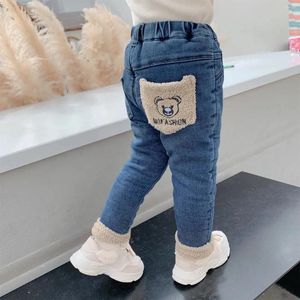 Pantalons filles épaissi vêtements chauds pantalons longs vêtements d'hiver chaud enfants jean bébé