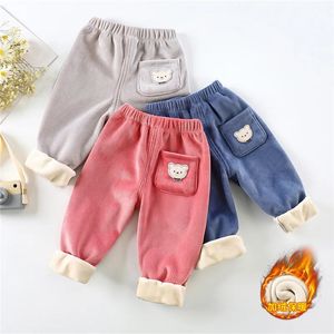 Trousers Winter Baby Padded Cotton Pants Boys Girls Plus Velvet Thick Warm Autumn Kids Casual Corduroy Long 1 6 Years 231019