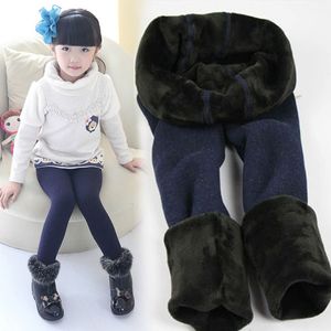 Trousers Winter Fur Girls Leggings Children Kids Thick Warm Elastic Waist Colorful Cotton Bottom Pants 230918