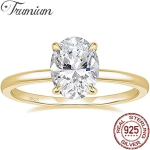 Trumium 3CT 925 Sterling Silver Engagement Rings Oval Cut Solitaire Cubic Zirconia CZ Wedding Promise Rings for Women Size 3-11 240106