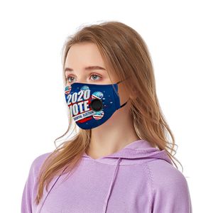 Trump 2020 Valve de reniflard Masque sans filtre Amérique US Président Election Vote lavable extérieur anti-poussière bouche masques respirateur LJJA4132