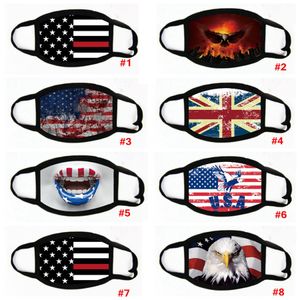 Trump America Mascarilla de dibujos animados Impreso Reutilizable Bandera de EE. UU. Estampado de leopardo 3D Anti polvo Lavable Cubierta de la boca al aire libre Máscaras de diseño LJJA4108