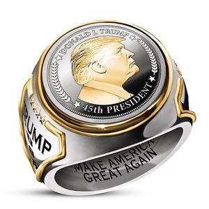 Trump Statue Commémorative Anneaux Men Coin High Jewelry Party Supporter Punk Jewelry Gift