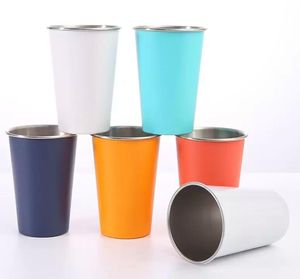 Gobelet à paroi simple tasses en acier inoxydable 17 oz/500 ml tasse à bière tasse à café verre à eau tailles complètes réutilisables